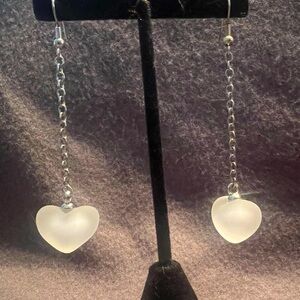 White heart earrings